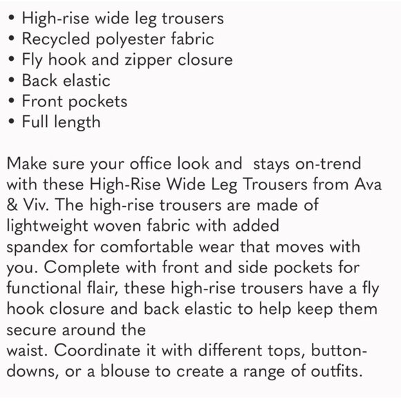 NWT AVA & VIV Gray Plaid High Rise Wide Leg Trousers Pants Size 18 - Picture 7 of 8